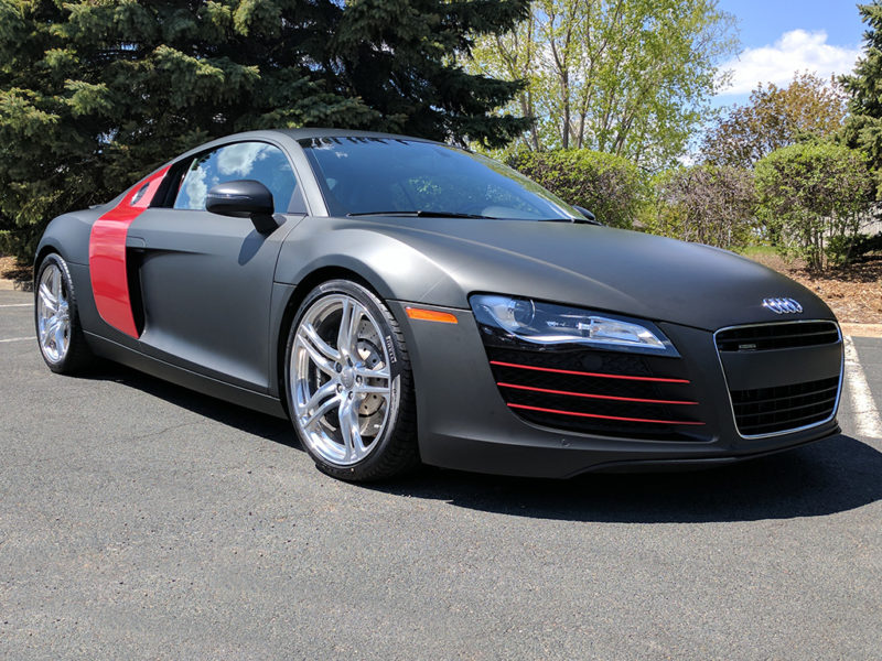 Audi R8 3M 1080 Matte Black with Gloss Red Accents
