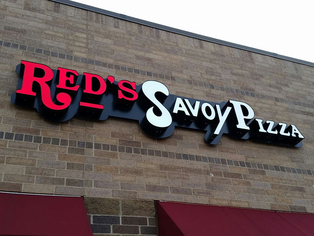 Red's Savoy Pizza lite channel letters