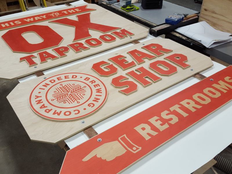 Indeed Brewery - Wood Directional Sign