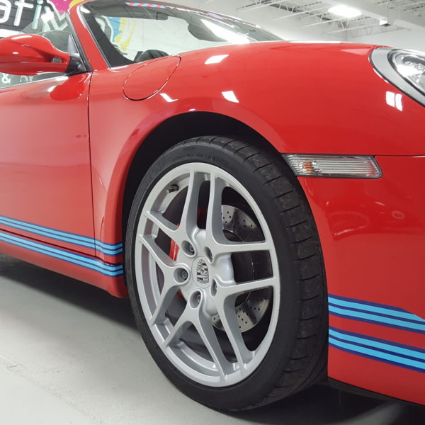 Custom Vehicle Wrap_Porsche Hood Wrap_Lower Stripe