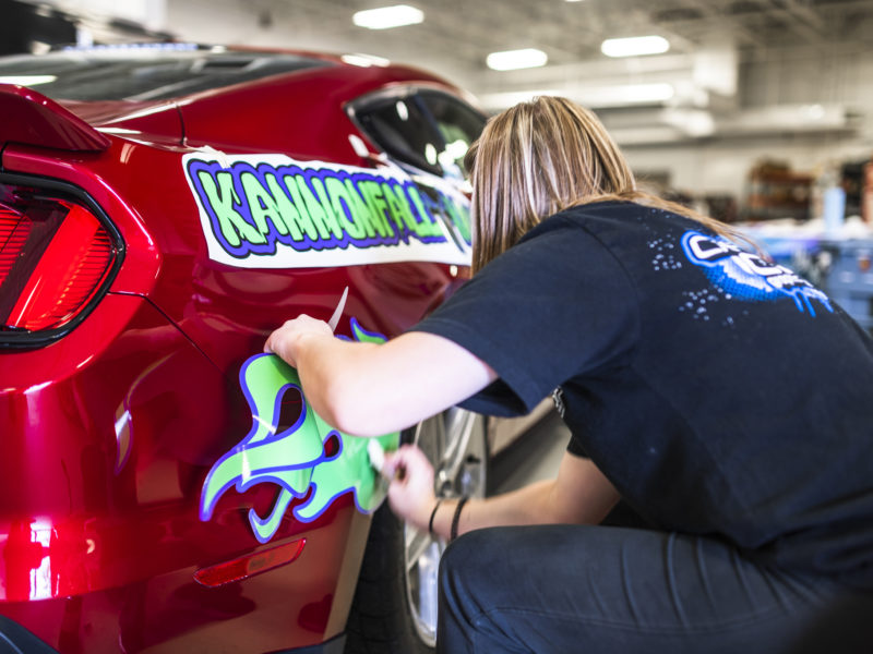 red rally wraps being applied