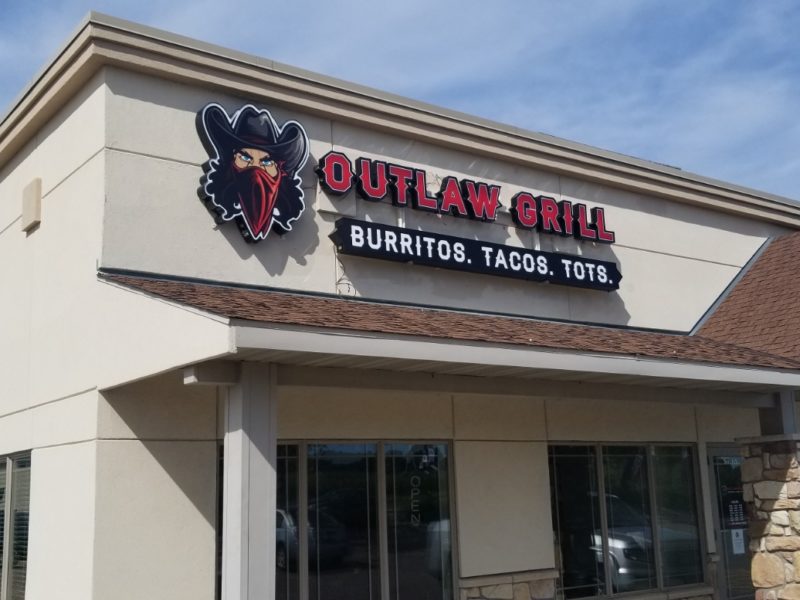 Illuminated LED Sign Channel Letter - Outlaw Grill outdoor signs