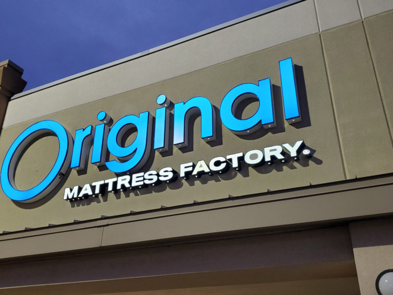 Original Mattress Factory illuminated LED channel letter sign