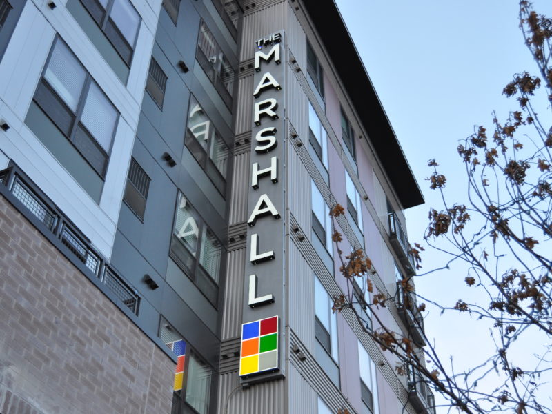 The Marshall Illuminated LED Building blade Sign