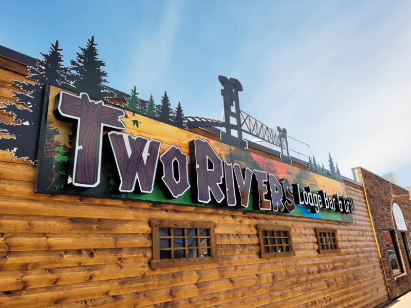 Two Rivers Lodge Bar & Grill illuminated LED channel letter sign