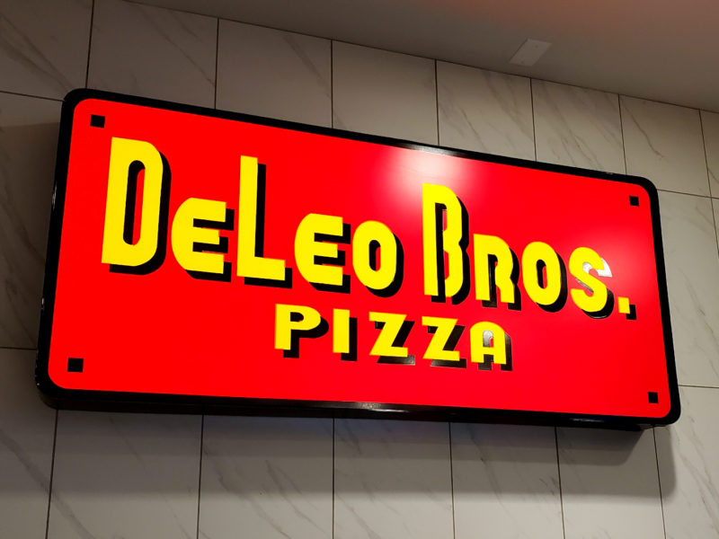 DeLeo Bros Pizza illuminated LED cabinet sign - indoor business sign