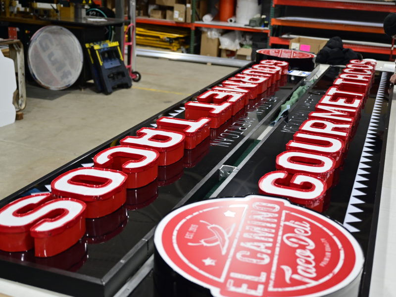 El Camino Tacos illuminated LED channel letter sign