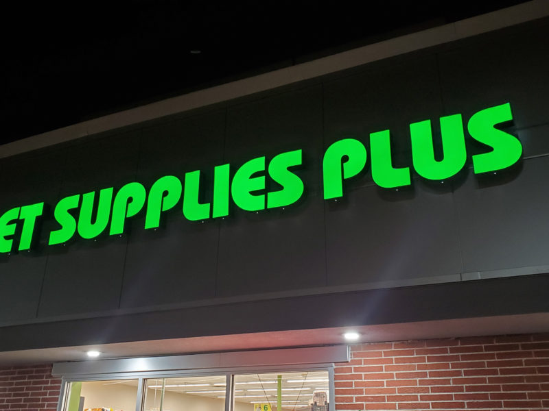 Pet Supplies illuminated LED channel letter sign