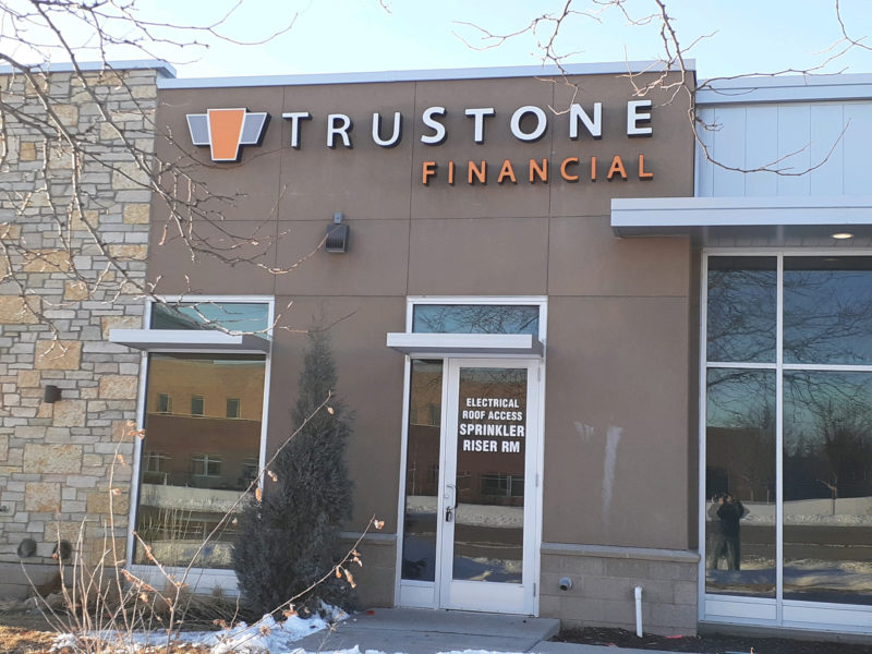Trustone financial Illuminated LED channel letter - outdoor business sign