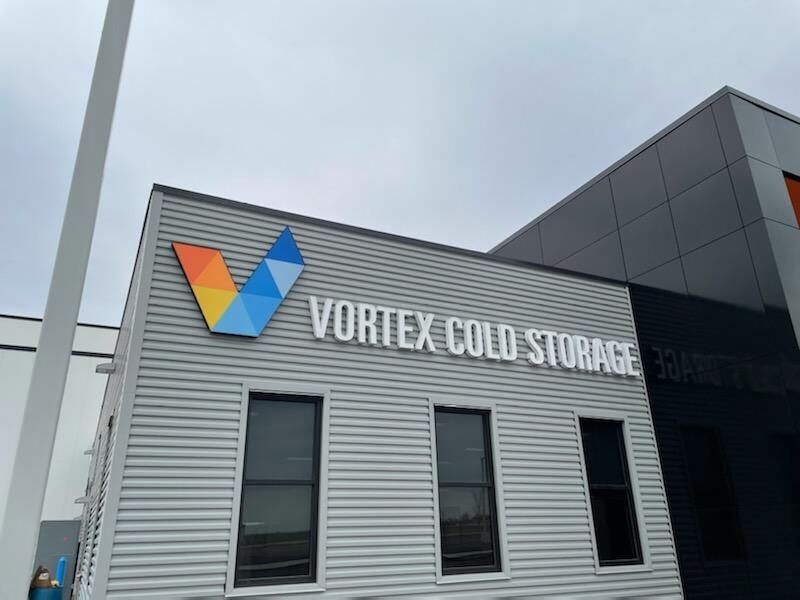 Vortex Cold Storage - Custom Illuminated Cabinet & Channel Letter Sign